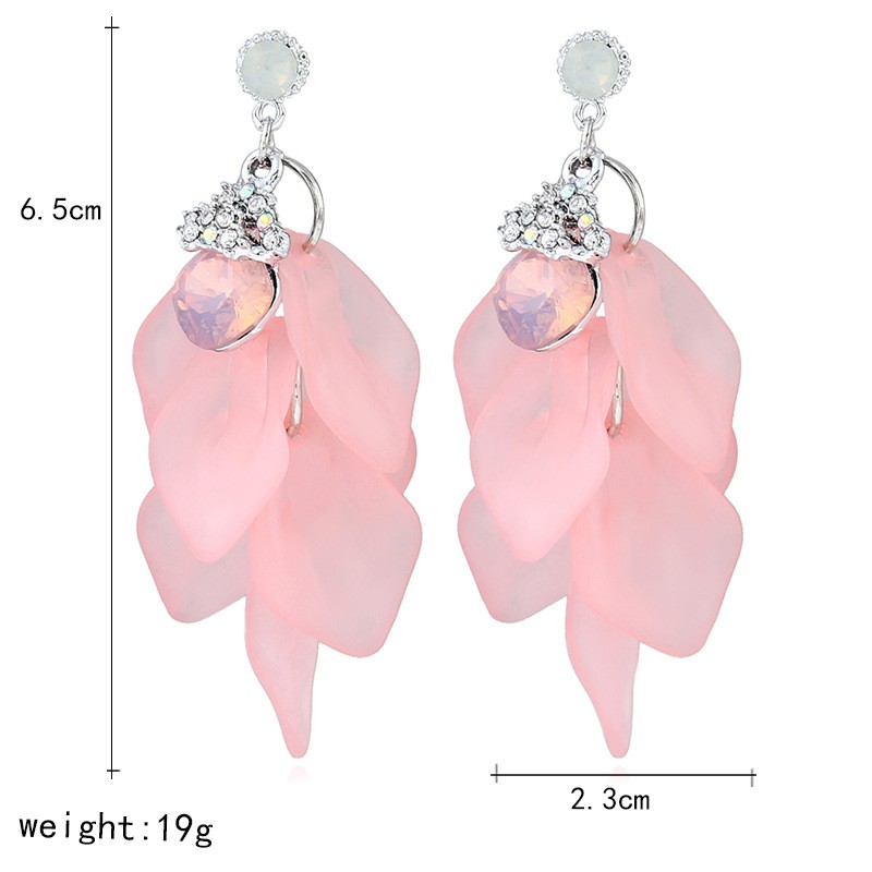 2018 Cute Green Pink Cluster Gems Crystal Dangle Earrings Wholesale